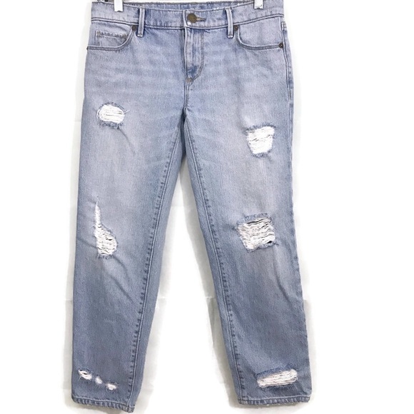 Ann Taylor Denim - Ann Taylor LOFT Straight Cropped Ankle Destroyed Distressed Jeans